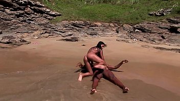 Hard and rough Big Black Cock Sex on Public Beach